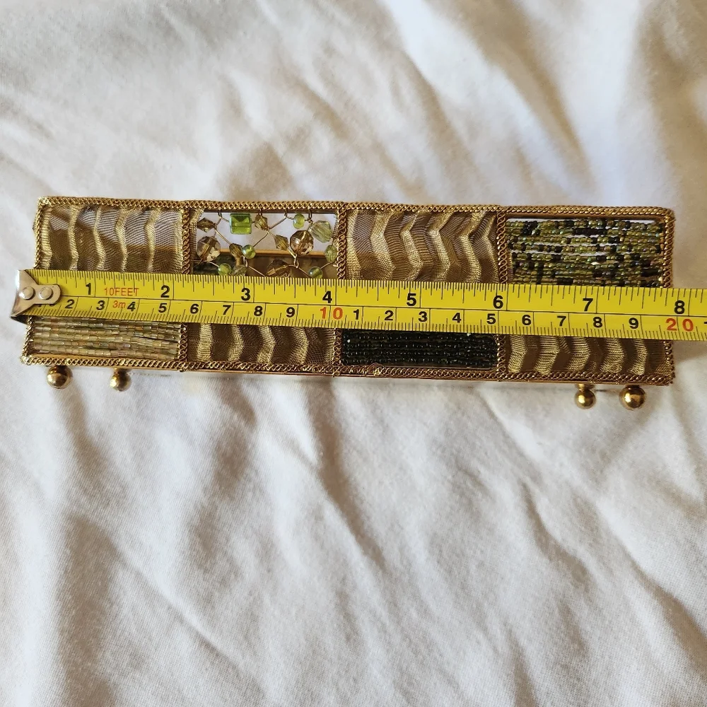 Vintage Beaded Gold Trinket Tray Jewelry Organizer Decorative Vanity